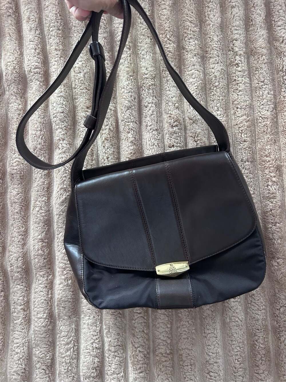 Vintage Mark Cross Vintage black Leather and Nylon Crossbody Bag